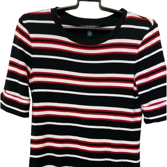 Lauren Ralph Lauren Nautical Preppy Striped Midi T Shirt Knit Dress SZ Small - Picture 7 of 16